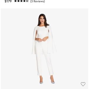New without tags Adrianna Pappell ivory crepe caped jumpsuit